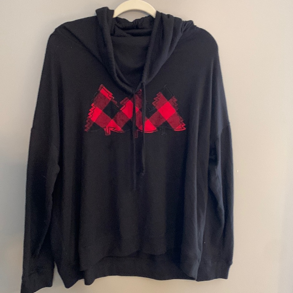 Maurice’s 1xl funnel neck shirt buffalo plaid trees